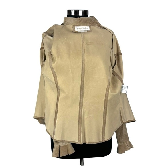 MARGARET GODFREY STYLE 8776 RUFFLE FRONT SUEDE LEATHER SNAP SHIRT JACKET SHACKET - Picture 15 of 16